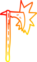 warm gradient line drawing of a cartoon sharp axe png