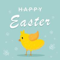 contento Pascua de Resurrección tarjeta con Conejo orejas vector ilustración en dibujos animados estilo