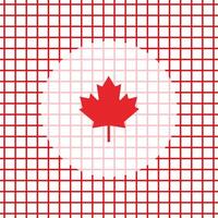 Red striped pattern with maple leaves. Vector graphics in flat style