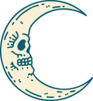 iconic tattoo style image of a skull moon png