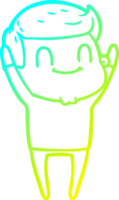 cold gradient line drawing of a cartoon friendly man png