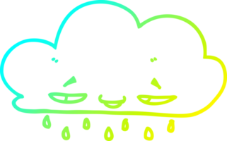 freddo pendenza linea disegno di un' cartone animato pioggia nube png
