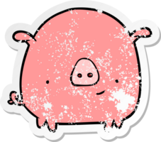 distressed sticker of a cartoon pig png