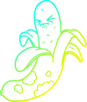 cold gradient line drawing of a cartoon rotten banana png