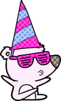 cartoon whistling bear wearing party hat png