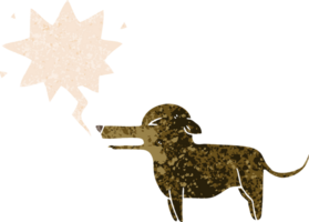 desenho animado cachorro com discurso bolha dentro grunge angustiado retro texturizado estilo png