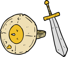 cartoon old gladiator shield and sword png