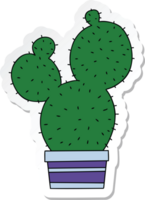 sticker of a quirky hand drawn cartoon cactus png