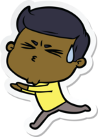 sticker of a cartoon man sweating png