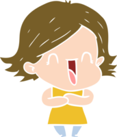 flat color style cartoon laughing woman png