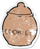 distressed sticker of a cartoon cookie jar png