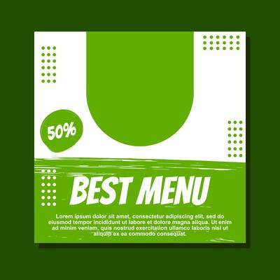 social media post template design in green and white for promotion.