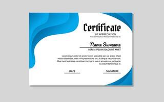 Certificate template design in blue abstract style for education and business appreciation vector