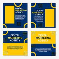 blue and yellow social media post template design for digital marketing companies. vector