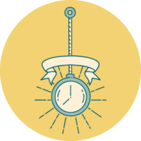 icon of a tattoo style gold pocket watch png