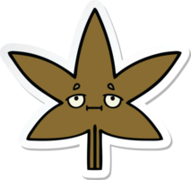 sticker of a cute cartoon autumnal leaf png