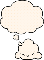 cartoon cloud with thought bubble in comic book style png