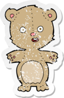 retro distressed sticker of a cartoon teddy bear png