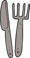 couteau et fourchette de dessin animé doodle png