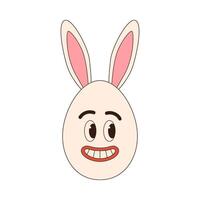 easter egg rabbit groovy icon. happy easter flat vector illustration icon