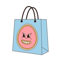 easter bag retro groovy icon. happy easter flat vector illustration icon