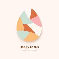 Happy Easter card in modern minimalistic style with geometric shapes, eggs. Trendy editable vector template for greeting card, poster, banner, invitation, social media post.