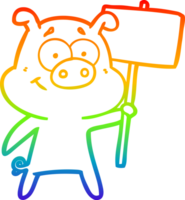 regenboog helling lijn tekening van een gelukkig tekenfilm varken png