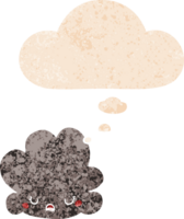 dibujos animados nube con pensamiento burbuja en grunge afligido retro texturizado estilo png