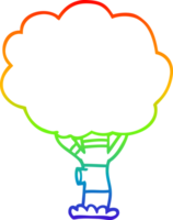 rainbow gradient line drawing of a cartoon tree png