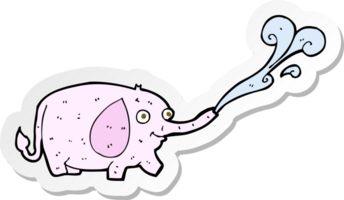 sticker of a cartoon funny little elephant squirting water png
