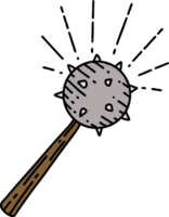 illustration of a traditional tattoo style medieval mace png