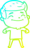 cold gradient line drawing of a happy cartoon man png