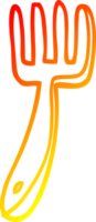 warm gradient line drawing of a cartoon fork png