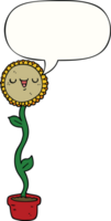 cartone animato girasole con discorso bolla png