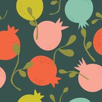 seamless pattern with colorful bright pomegranates vector illustration