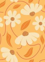 bright yellow seamless pattern with daisies vector illustration