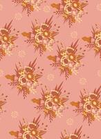 pink seamless pattern with different flowers vector illustration