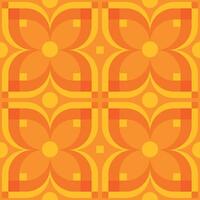 bright orange seamless pattern in the form of geometric flowers vector illustration
