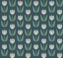 spring geometric seamless pattern with tulips vector illustration
