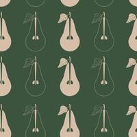 seamless pattern with pears on a green background vector illustration