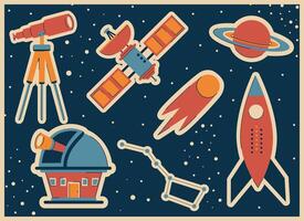 sticker set with different space things vector