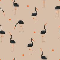 seamless pattern with herons in ethnic style vector