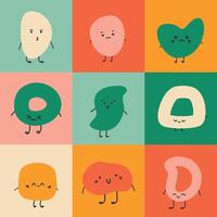 funny seamless pattern with cute characters expressing different emotions vector illustration