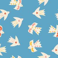 seamless pattern with doves vector