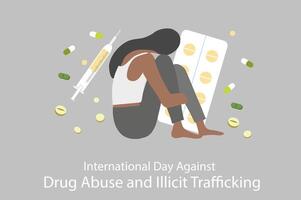 International day against drug abuse and illicit trafficking vector illustration