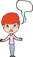 cartoon woman shrugging shoulders with speech bubble png