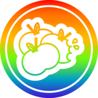 juicy apples circular icon with rainbow gradient finish png