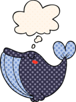 dessin animé baleine avec pensée bulle dans bande dessinée livre style png