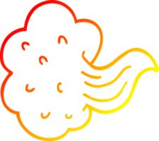 warm gradient line drawing of a cartoon whooshing cloud png