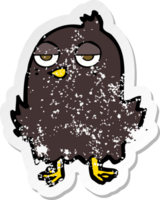 retro distressed sticker of a cartoon bored bird png